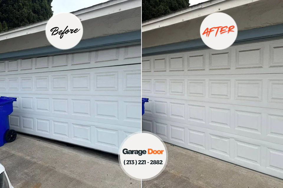 Before and after: garage door repair Muttontown, NY